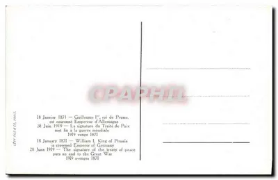 Podpis Pokoju Wielkiej Wojny — Galeria Srebrnych Płyt, Pałac w Versaju — Lévy Frères & Cie, Paryż — Rewers