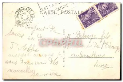 Tours (I-et L.) — Widok na katedrę św. Gatiana (szczyt dwóch wież) — A.P. n°106 — Rewers