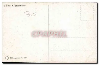 Jovem casal em um parque — cena romântica — C. Krebs : Nachbarstinder, série 4879 — Verso