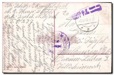 Droga wiejska otoczona sosnami i kwitnącymi landami — Wydawca: seria 2968/4 — Rewers