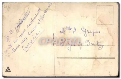 Scena zimowa — para idąca przed domem — wydawca nie widoczny — Rewers