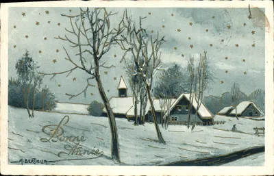 Zimowy krajobraz — zasnieżone wioski — A. Bertigua