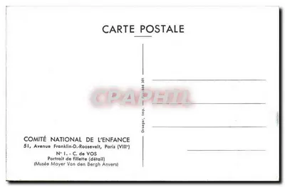 Retrato de menina — detalhe — COMITÉ NATIONAL DE L'ENFANCE, N° 1 — Verso