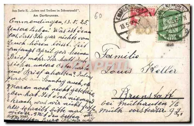 Życie i działalność w Schwarzwaldzie — seria II, Am Dorfbrunnen — Grafik- und Druckanstalt A. Wengel & Söhne — Rewers