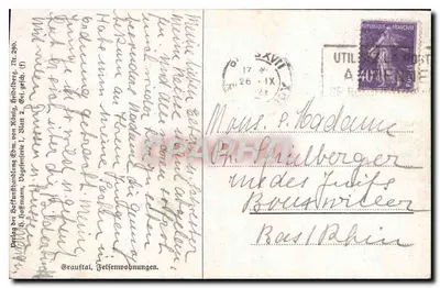 Wioska Felsenhöhlen — krajobraz wiejski z dziećmi i kurami — J. Helma, 1917 — Rewers