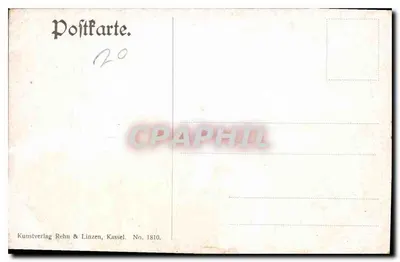 Pejzaż rzeki pod zachodem słońca — obraz — Kunstverlag Rehn & Linzen, Kassel, nr 1810 — Rewers