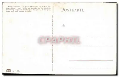 Burg Sooneck — ruínas de uma fortaleza medieval — editor Aktuallino-Karten von Kriehl, n° 137 — Verso