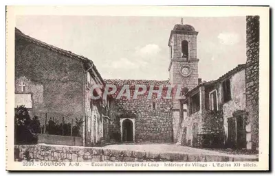 Gourdon A.M. — Excursão às Gorges do Lobo — Interior do Village — A Igreja do Século XII