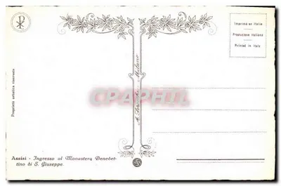 Assisi — Entrada no Mosteiro Beneditino de S. Giuseppe — editor não visível — Verso
