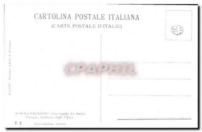 Dziecko w fioletowej sukni — dzieło Bronzino — wydawnictwo Cartolina Postale Italiana, seria T.2 — Rewers