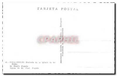 Valladolid — Facha da Igreja de São Paulo — Edições García García — Verso