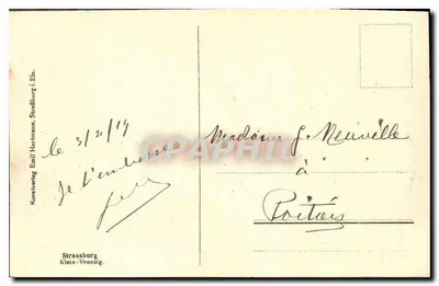 Strasbourg — Wyspa w kierunku mostu zamkniętego — Kunstverlag Emil Hartmann, Strasbourg (Éd. Klein-Venedig) — Rewers
