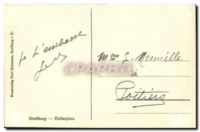 Strasburg — Plac Kleber i Katedra — Kunstverlag Emil Hartmann, Strasburg — Rewers
