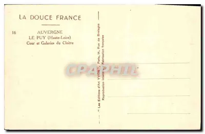 Le Puy (Alta Loira) — Cortile e Gallerie del Cloître — Les Éditions d'Art Yvon — Verso