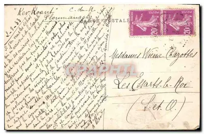 Tarjeta postal antigua La Bretaña Pictórica Menhir de St Duzec entre Trebeurden y l'Il Grande — Reverso
