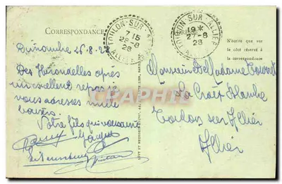 Stara pocztówka Gérardmer — Ptaki — Stacja w Voszach — wydawca La Pefle — Rewers