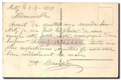 Metz — Moselle na Esplanada — Verlag E.D. Nölliteram, Metz, N° 7816 — Verso