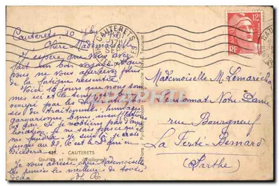 Most w Cauterets — widok doliny i wodospadu — wydawca Elfe — Rewers