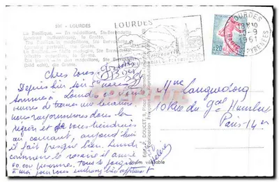 Lourdes — Basílica, Gruta, Santa Bernadette — Editor Edlux — Verso