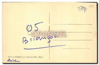 Puy-Saint-Pierre niedaleko Briançon — kościół i zasnowione góry — Éditions Briançon — Rewers