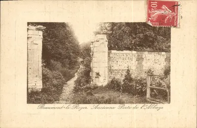Beaumont-le-Roger — Antiga Porta da Abadia — éd. Mayer & Imp. (verso)