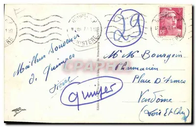 Quimper — Katedra — Wschodni portal — Wydawnictwo « J. Chiguer », Strasburg, nr 11 — Rewers