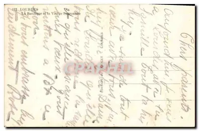 Lourdes — Bazylika i Królowa Nieba z koroną — Wydawnictwo Lourdes, nr 112 — Rewers