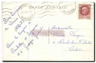 Vannes — O Hotel de Ville — Visa Rennes — Verso