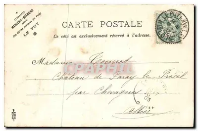 Le Puy — Le Rocher Saint-Michel d'Aiguilhe — wydawca M. B. i numer serii nieczytelny — Rewers