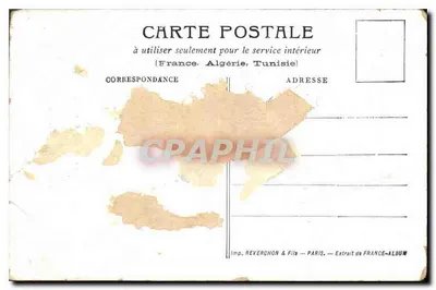 Saint-Saturnin — Kerk (11e eeuw) en Fontein — Imp. Reverchon & Fils, Parijs — Achterkant