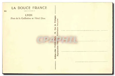 Lyon — Most Guillotière i Szpital Dieu — Wydanie YVON — Rewers