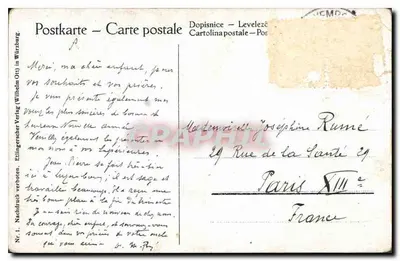 Bilhete postal antigo Anjo — Verso