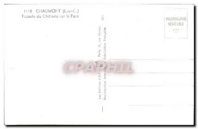 Castelo de Chaumont-sur-Loire — Fachada para o parque — Les Éditions d'Art, Paris — Verso