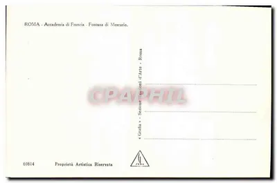 Fontanna Mercure w Akademii Francuskiej w Rzymie — wydane przez Sekcję Sztuki w Rzymie — Rewers