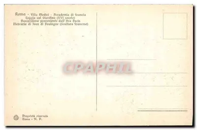 Villa Médicis - Loggia del Jardín — Academia de Francia — editor N. P. Roma — Reverso