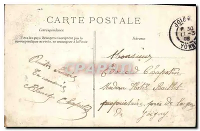 Família e crianças diante de uma casa — texto impresso — editor C.L.P. — Verso
