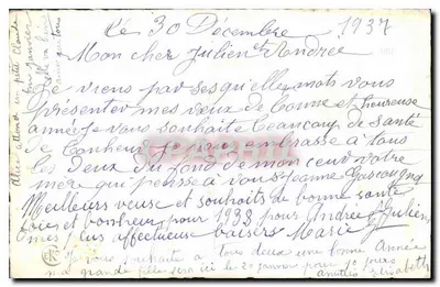 Carta de boas-vindas de inverno — decoração de rosas — texto manuscrito 'Boa Ano' — Verso