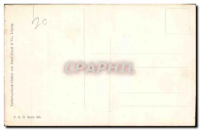 Celeiro em um campo de lavanda — paisagem rural — Vierfarben-Druck von Adolph Klauff & Co., Leipzig, série 451 — Verso
