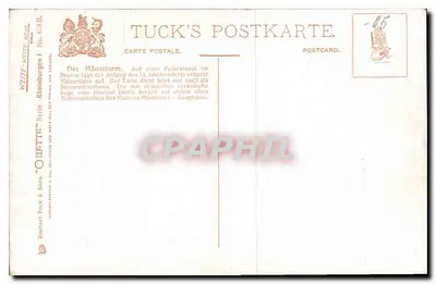 O Mauseturm — em uma ilha rochosa do rio Reno — editor Tuck & Sons, série 'Oiffette' n° 68B — Verso