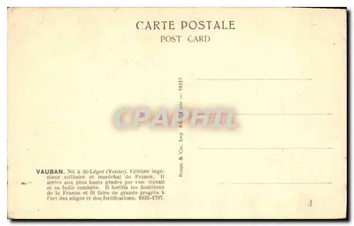 Vauban — (1633-1707) — Braun & Cie, Ed. Imp. Parigi — 48213 — Verso