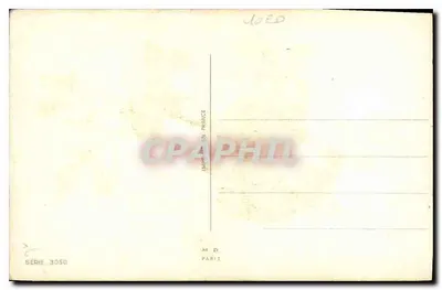 Życzenia szczęścia — białe róże i gwoździk — M.D. Paris, seria 3050 — Rewers