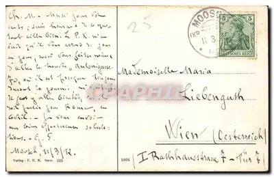 Femme et enfant près d'une maison — Moosch — Verlag P. H. M. Série 225 — Verso