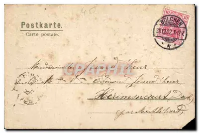 Carta de boas-vindas para 1903 — Erika, N° 948 — decoração de folhas de trêfola e margaridas — Verso