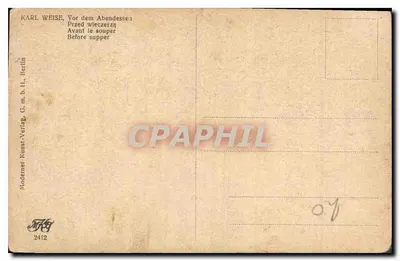 Cena de sala de jantar — antes do jantar — editor Karl Weise, Berlim, n° 2412 — Verso