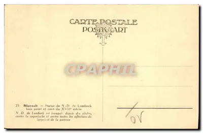 N.D. de Lombeek — Statua drewniana i złota z XVII wieku — Mignault — Rewers