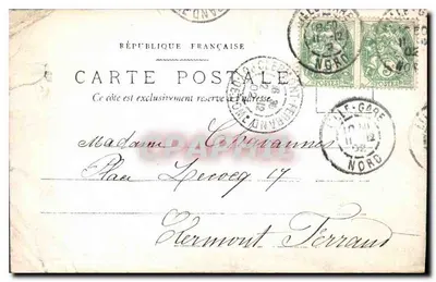 Three children on a beach — French postcard dated 1890 — publisher not visible — Back
