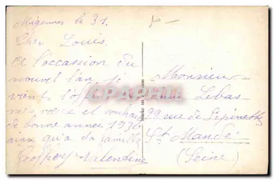 Pejzaż z różami — Temat: widok wioski w zachodzie słońca — wydawca Luper, n° 1147 — Rewers