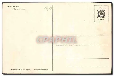 Madonna — com criança — editor SEKU, n° 9503 — Verso