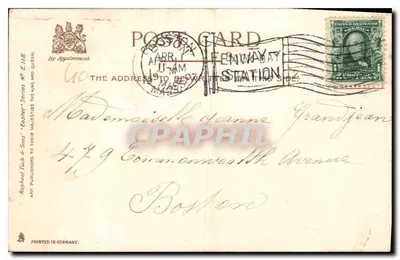 Dois pintos em um carro — carta postal de Páscoa — Raphael Tuck & Sons, série N° E.118 — Verso