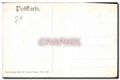 Pejzaż lasu i jeziora — ptak w locie — Kunstverlag Rehn & Linzen, Kassel, nr 1720 — Rewers